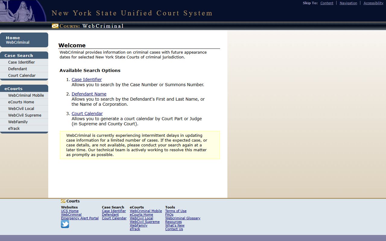 Westchester County court records after arrest WebCriminal portal